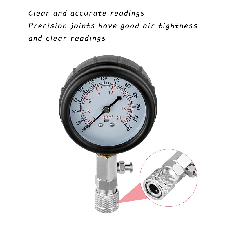 Cylinder Pressure Gauge Detection Kit Compression Leakage Detector Petrol Engine Leakdown Detection Automotive Tools