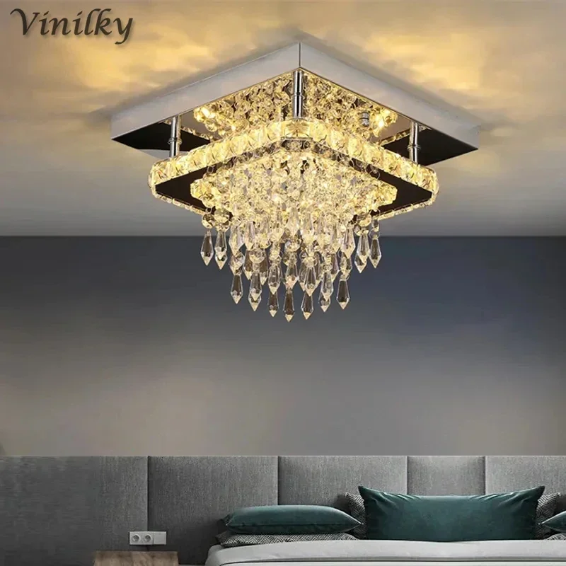 Crystal Ceiling Light Square Lamp Indoor Modern LED Chandeliers Lamps For Room Living Home Decoration Lustre Crystals Chandelier