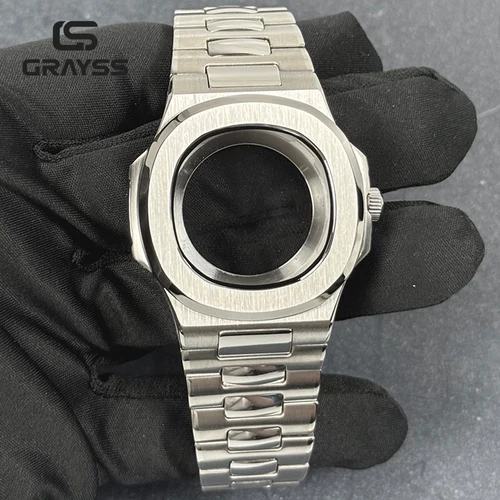 Imagen 2 del producto Nuevo Caja de reloj cuadrada Philippe de 40mm, accesorios compatibles con esfera NH35 de 30,5mm para movimiento Seiko NH35, cristal de zafiro, parte trasera