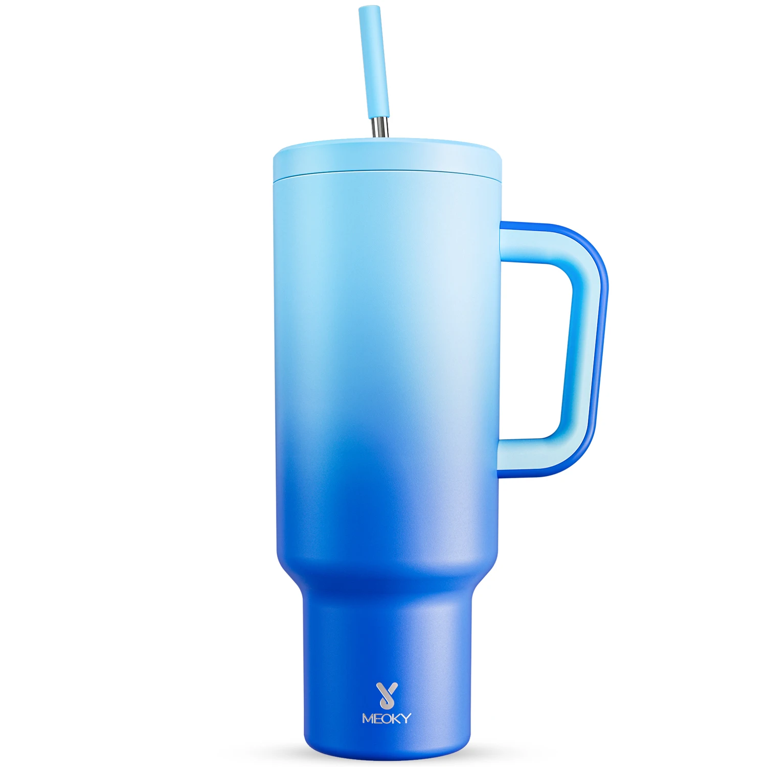 

Meoky 50oz Tumbler with Handle Single Straw Cup Blue Gradient Stainless Steel Coffee Cup Leak-Proof Double Wall Vacuum Car Mugs