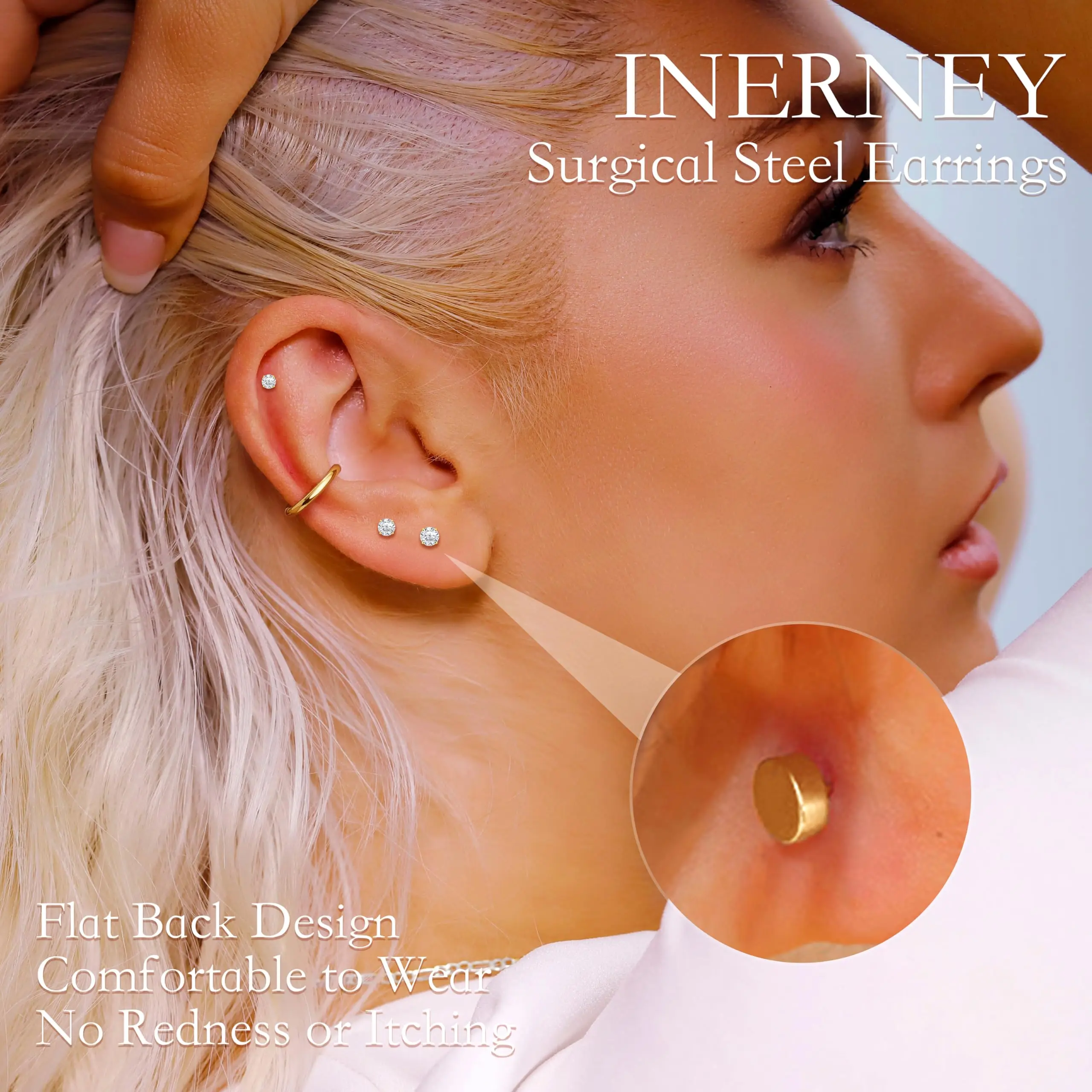 10 Pairs Earrings Set for Wome - Tragus Flat Back 评论和价格
