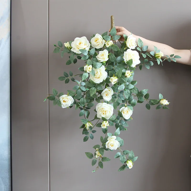 Wedding Decor Simulation Flowers Silk Ruyi Roses Wall Hanging Artificial Flower Auditorium Decoration Artificial White Pink Rose