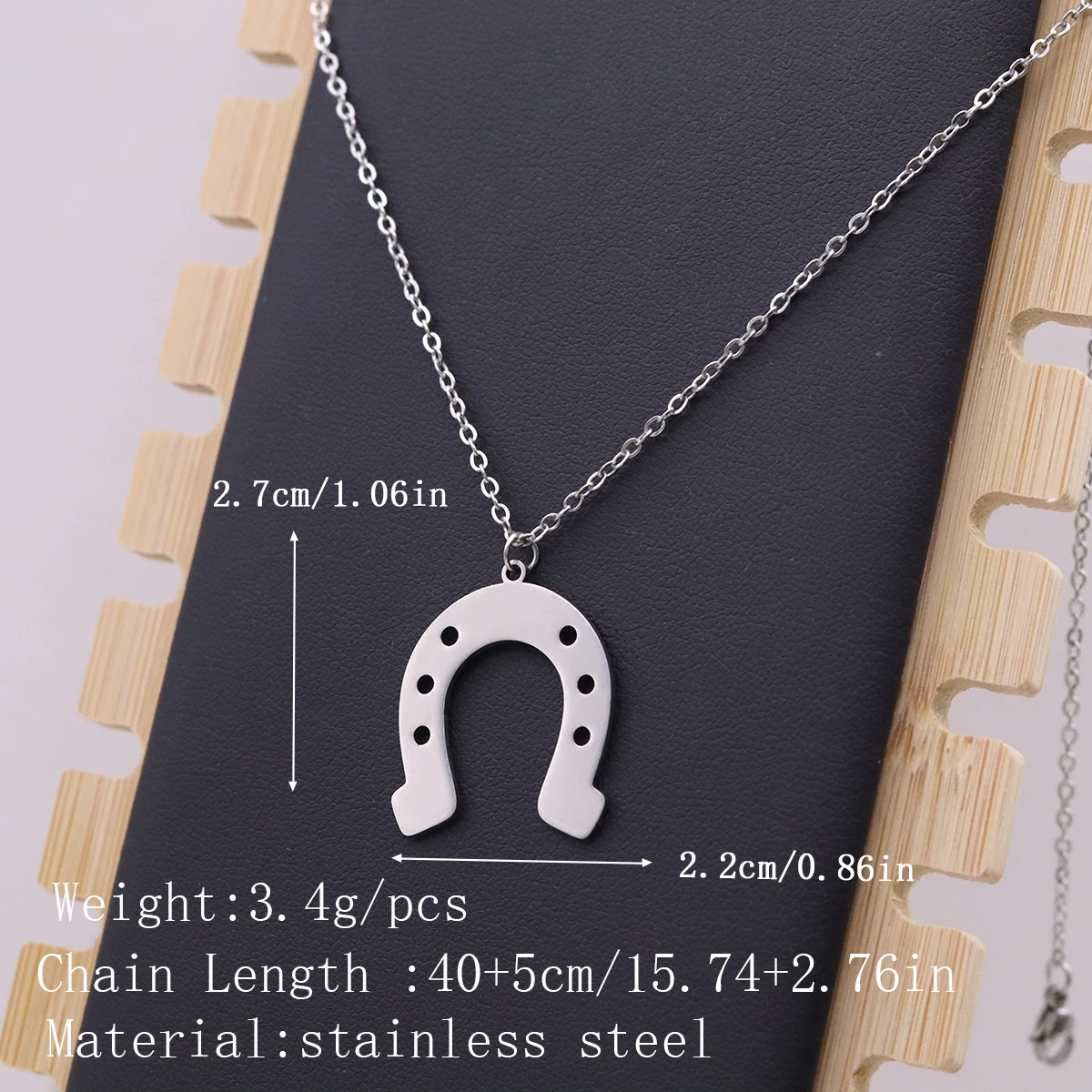 Kinitial Ins Popular Fashion Classic Horseshoe Pendant Necklace Lucky Cute U Shaped Women Wedding Collier Gift Special Jewelry