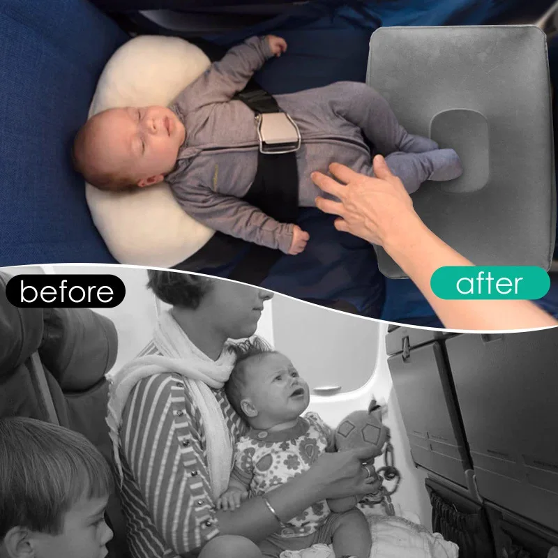 Inflatable Foot Rest for Travel, Portable Footstool for Airplane and High-Speed Rail, Office Nap Leg Rest, Foot Pad, with Pump