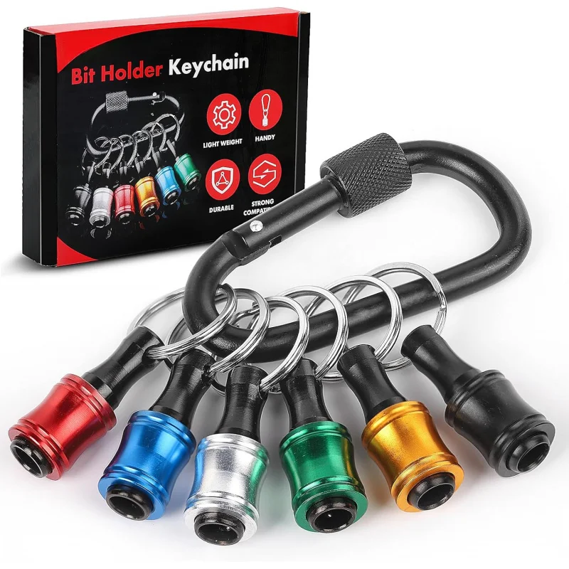 

6pcs 1/4" Hex Shank Aluminum Alloy Screwdriver Bit Holder: Push to Unlock, Lightweight Quick-Change Extension, Black