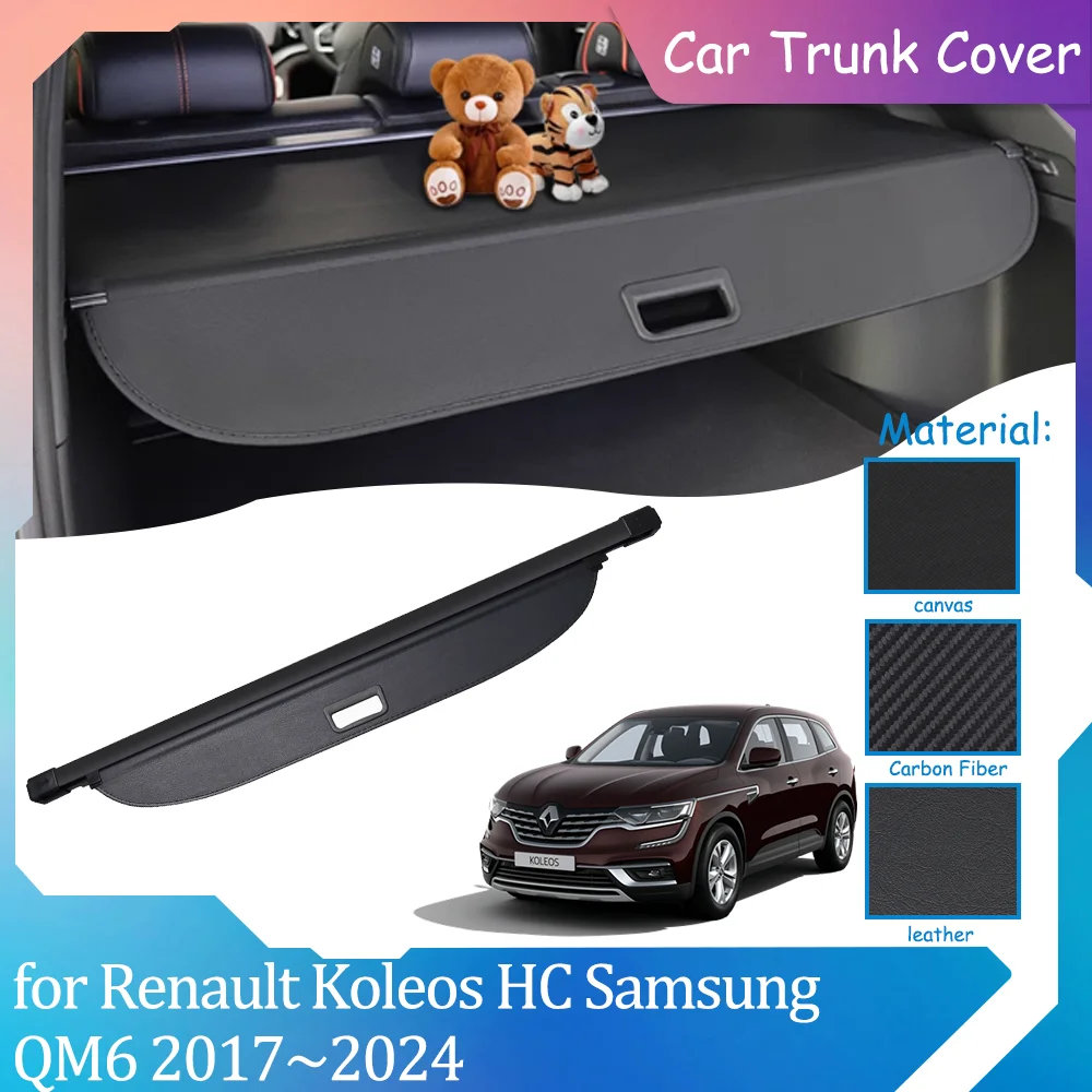 Car Trunk Covers for Renault Koleos HC Samsung QM6 2017~2024 Waterproof Luggage Curtain Shelter Privacy Cargo Pad Accessories