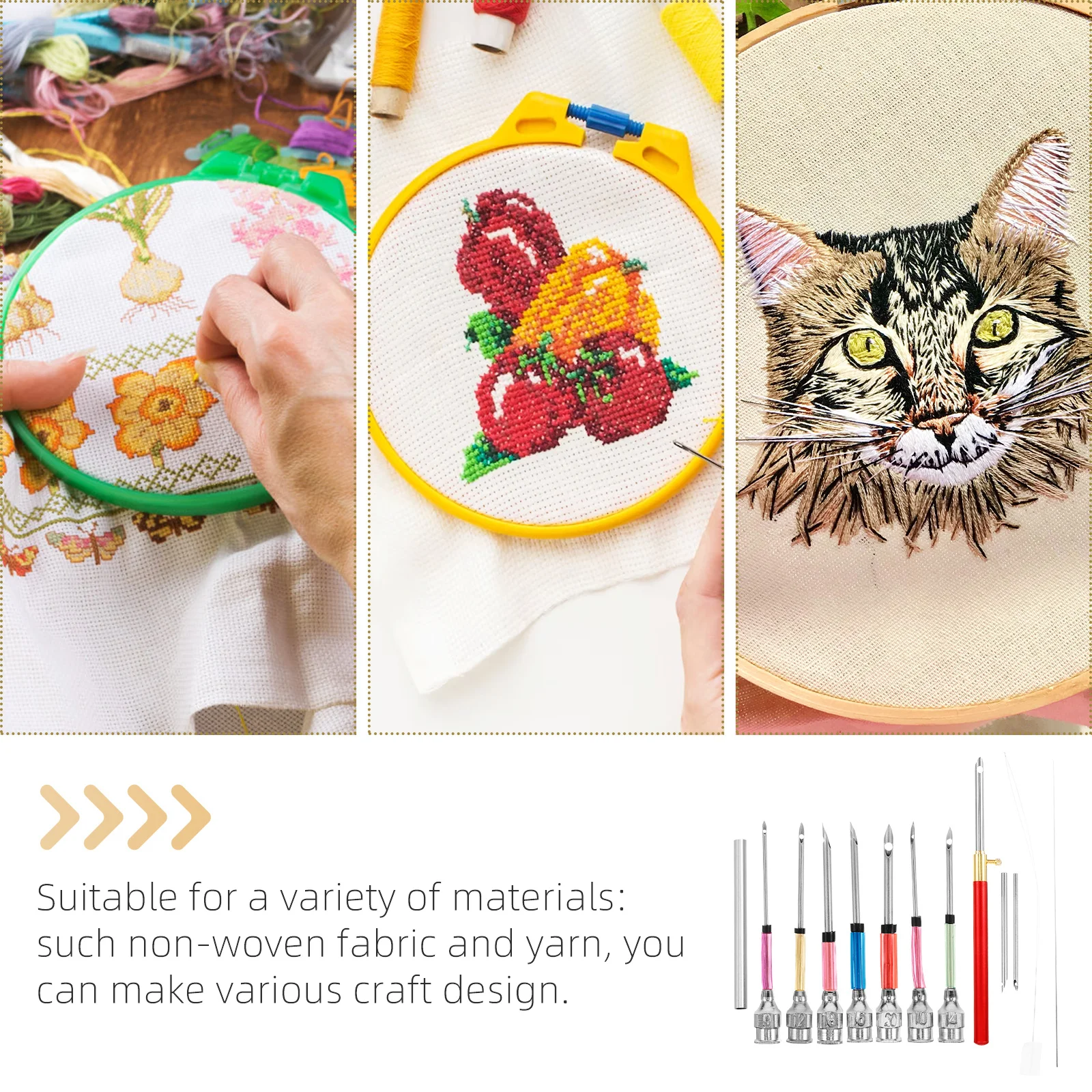 

1Set Punch Needle Alloy Plated Lightweight DIY Embroidery Tool for Daily Use Crafting Kits for Adults Sewing Needle Kit