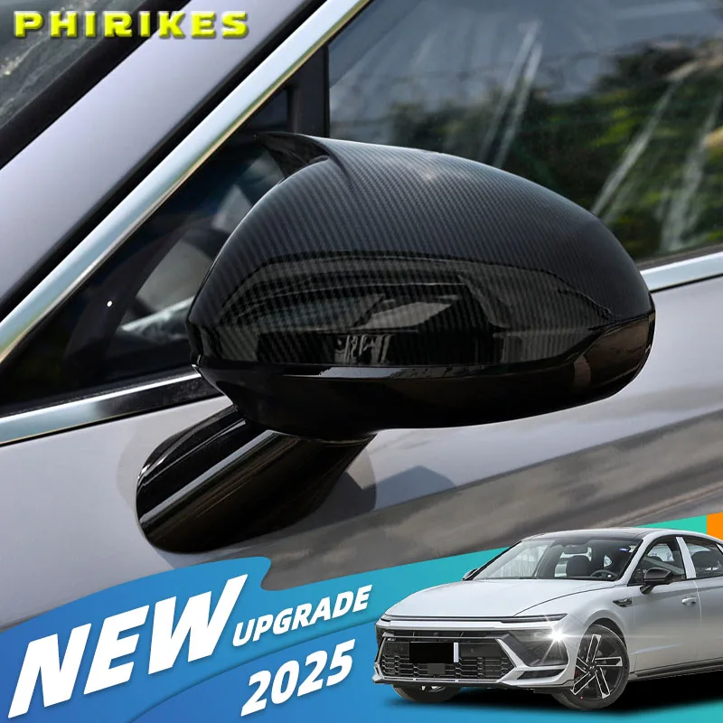 

Rearview Side Mirror Cover Wing Cap For Hyundai Sonata 11th 2024 Car Sticker Exterior Door Rear View Case Trim Carbon/Black