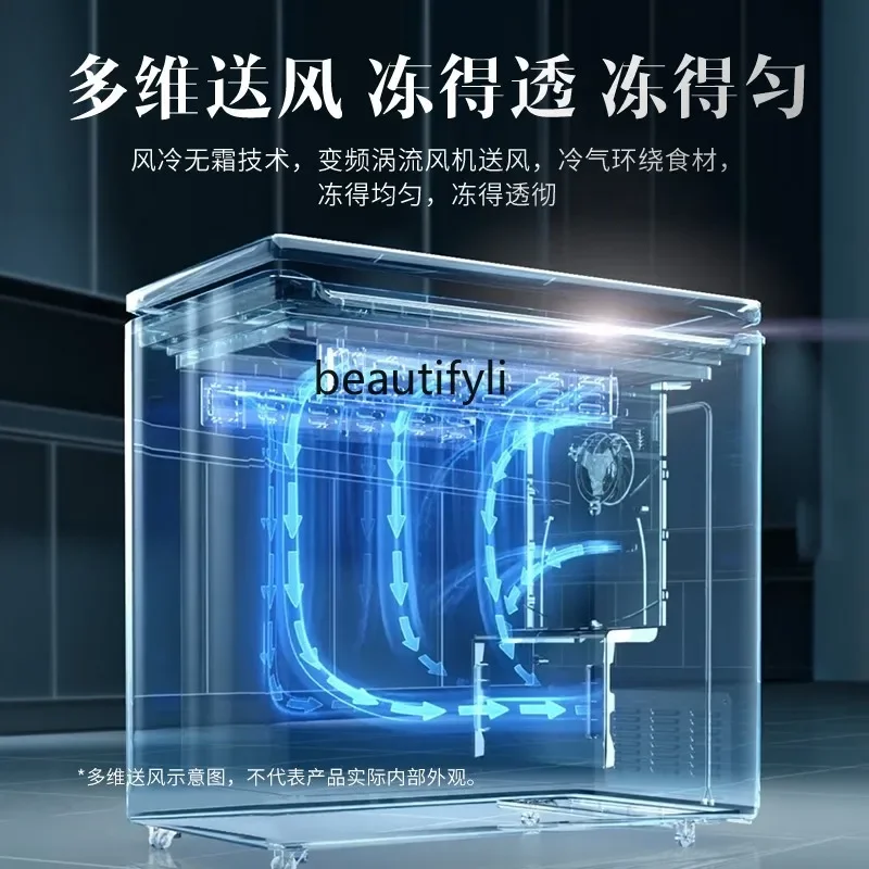 Zamrażarka domowa Pozioma chłodzona powietrzem, bezmrozowa zamrażarka chłodzona lodówka z zamrożonymi górnymi drzwiami