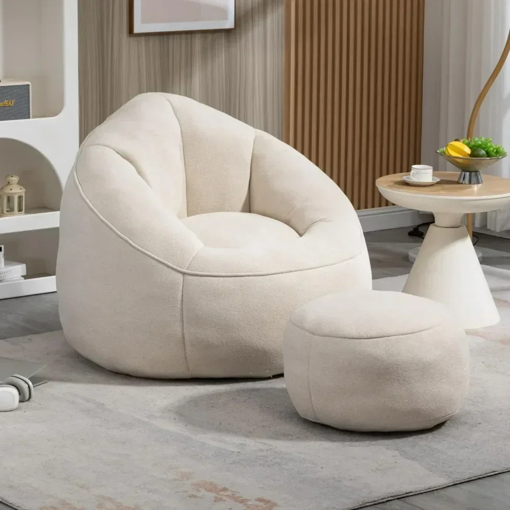 

Beanbag chair and footstool, comfortable beanbag sofa chair, high-pressure foam couch, used in living room and bedroom