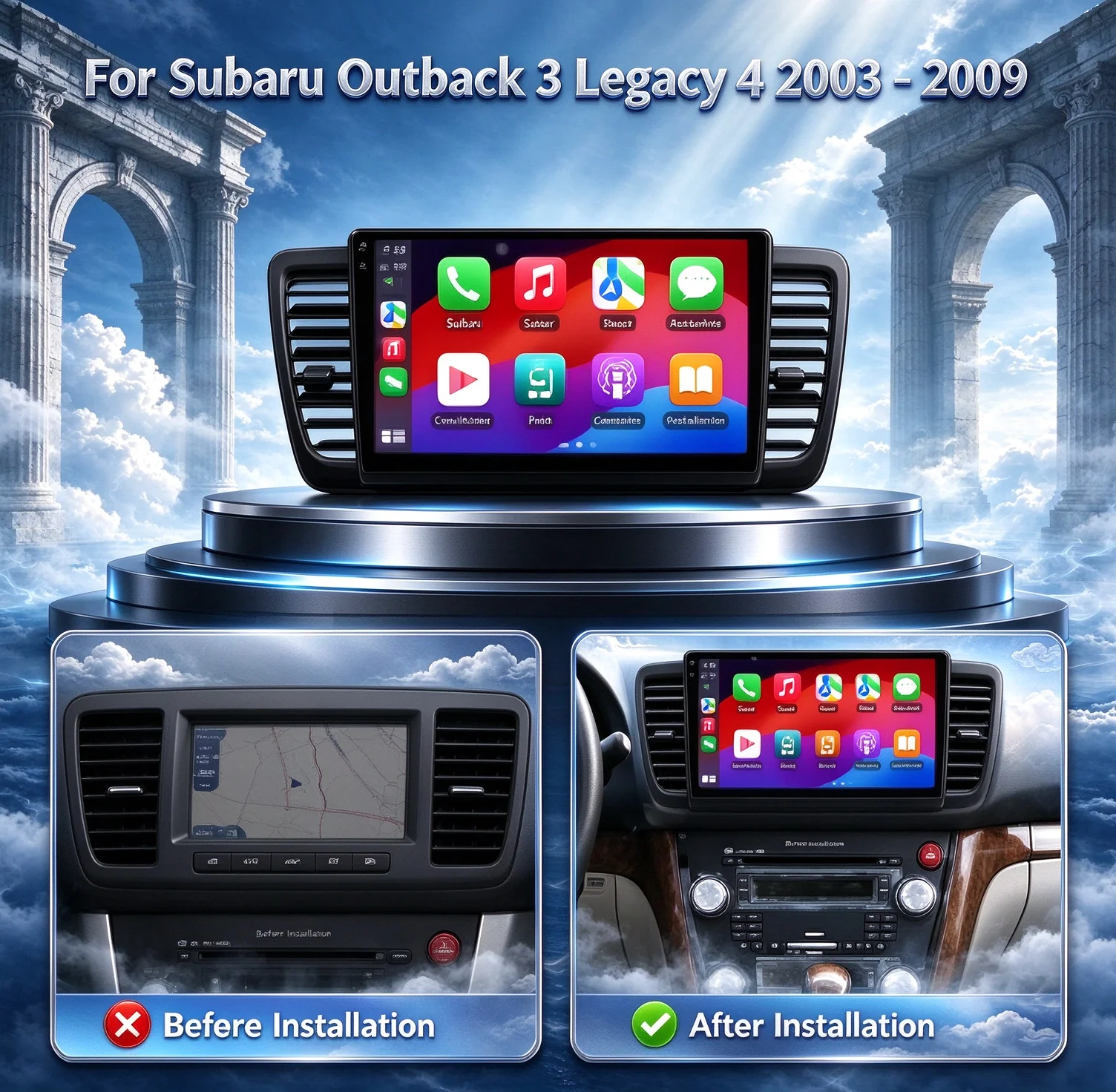 9inch Android 16  Carplay For Subaru Outback 3 Legacy 4 2003-2009 Car Radio Multimedia Navigation 2K QLED Screen