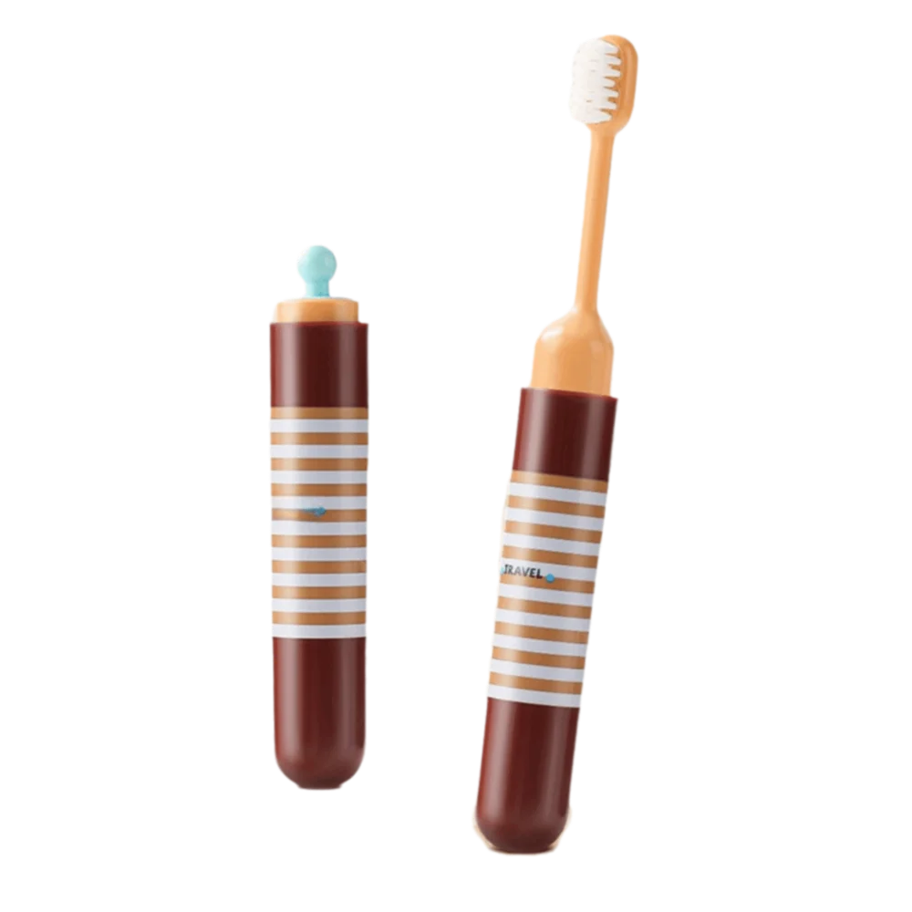2-IN-1 Travel Toothbrush Set Portable Foldable Toothpaste Tube Storage Box Mini Soft Bristled Folding Toothbrush Dispenser