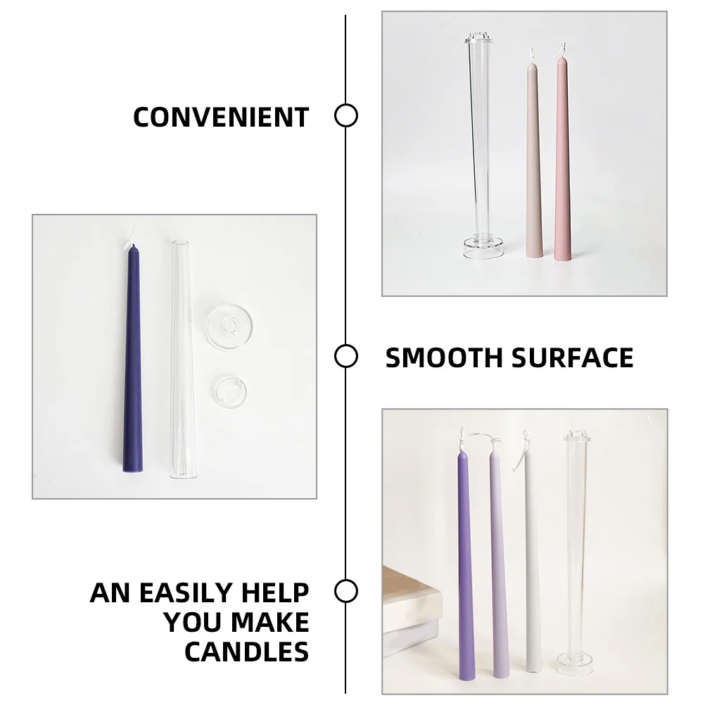 3pcs Taper Mold Plastic Diy Making Molds Creative Wax Casting Mold Easy Demoulding Durable For Decorative Handmade
