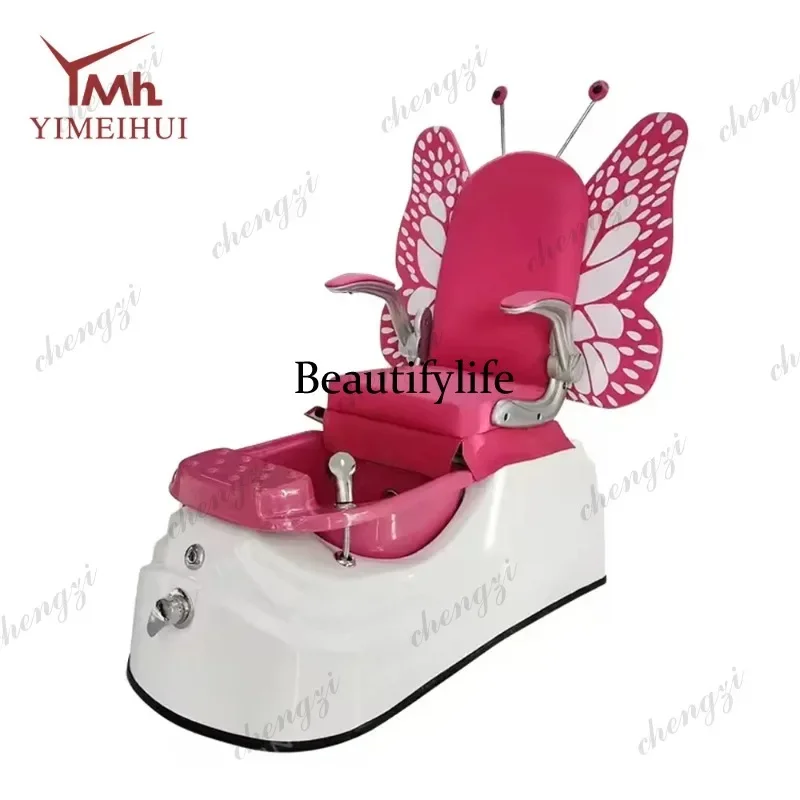 M138 TTT Children's Butterfly Style Pedicure Chair with Colorful Lights Magnetic Pump Drain Pump