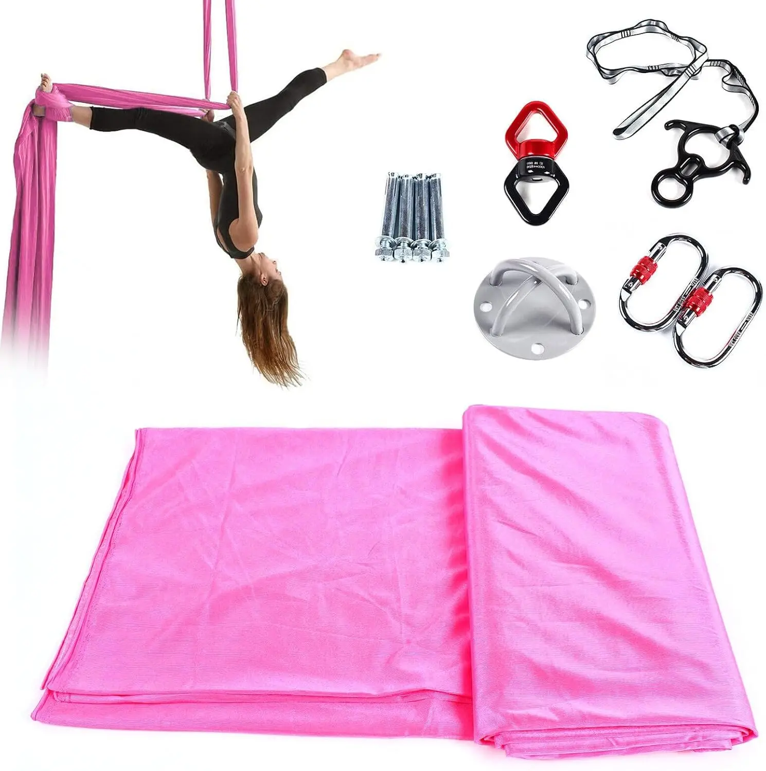 Top Quality 6 Meters Aerial Silks Set Aerial Nylon Yoga Swing Hammock Kit Trapeze Antigravity Pilates Kit for Gymnastics