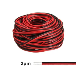 20 meters 2PIN Electrical Wire Tinned Copper PVC Insulated Red Black Cable For Single Color LED Strip Light Extension Wire 22AWG