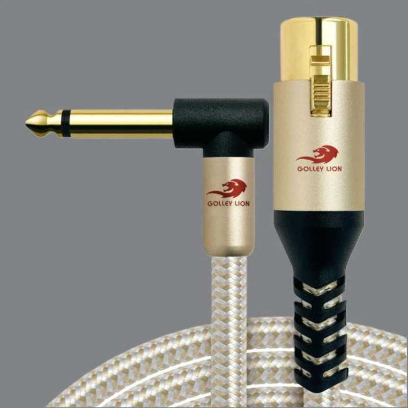 

GOLLEY LION 90-Degree 6.35mm TS Jack to Straight 3-Pin XLR Female Adapter Cable for Speaker, Studio, and Microphone Connections