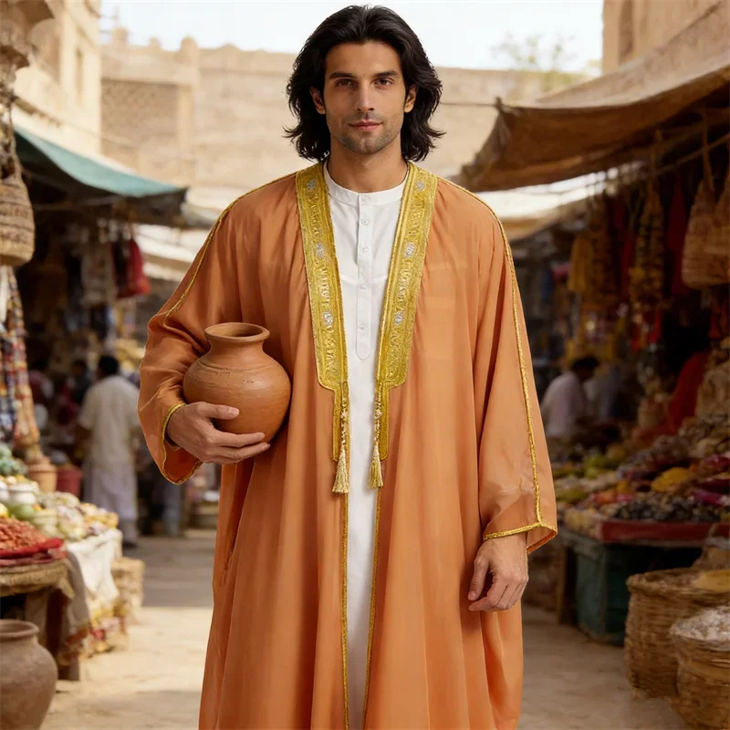 

Ramadan Middle East Men Robe Jubba Thobe Muslim Dress Kimono Dishdasha Islam Clothing Dubai Saudi Abayas Prayer Djellaba Kaftan