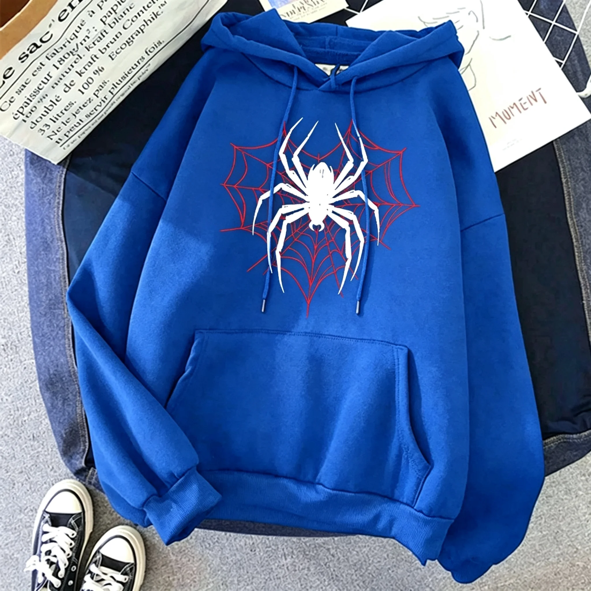 Unisex Herbst-Winter Spider Gothic Hoodie Pullover Vintage Langarm Casual Streetwear Sweatshirt, in verschiedenen Farben erhältlich – Detail 9