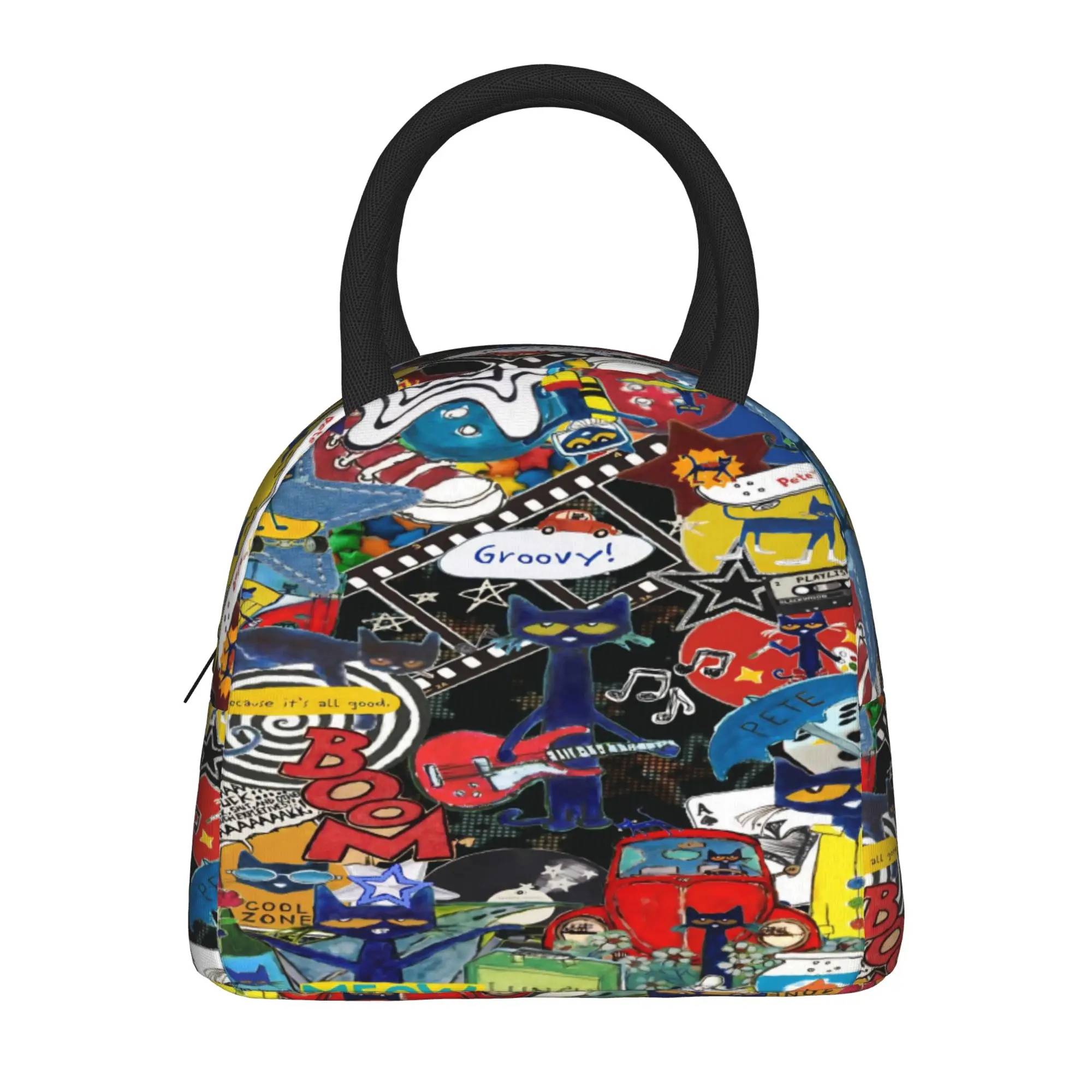 Pete The Cat Insulated Lunch Bags for Men Women  Food Bag Portable Cooler Thermal Lunch Boxes For Work
