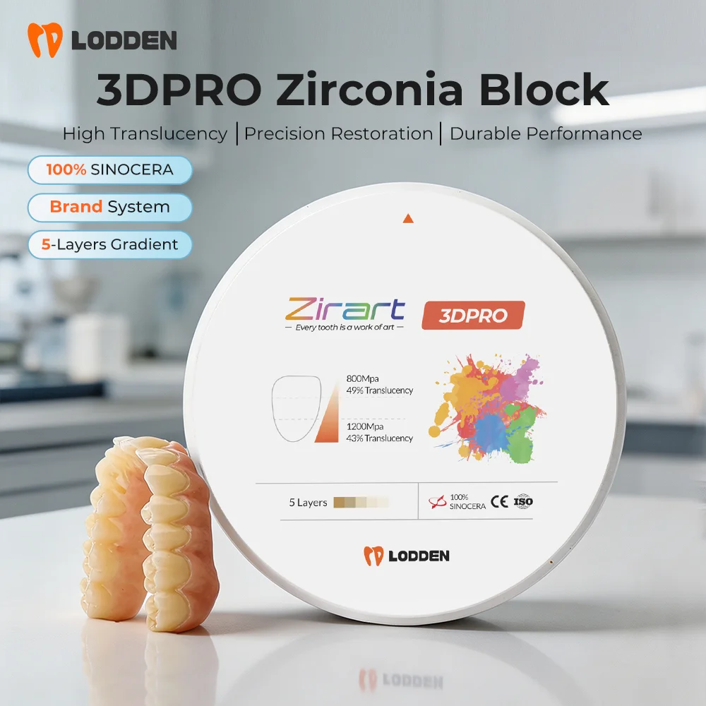 Lodden 3d pro multicouche dentaire bloc de zircone couronnes pont réparation matière 98mm disque de zirconium