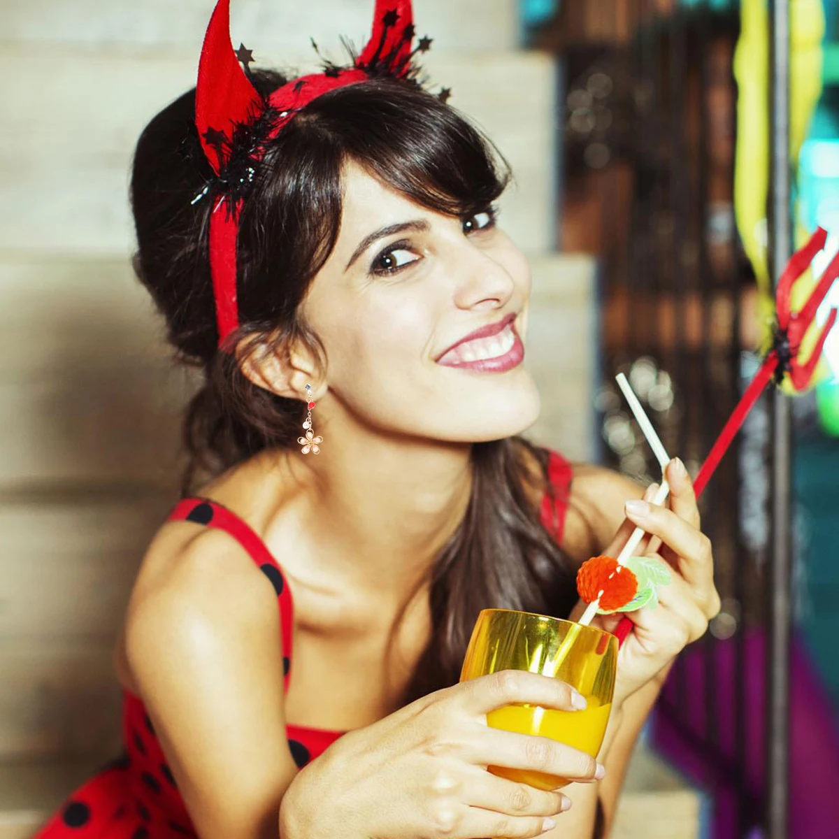 

Cherry Blossom Shaped Earrings Double Layer Ear Pendant Elves Ear Drop Lightweight Comfortable Exquisite Design Process Eye