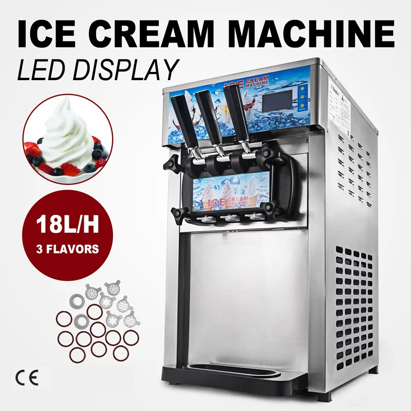 Electric 1200W 220/110V Soft Ice Cream Machine With 3 Different Flavors Fruit Freezer Hard Mixing Ice Cream Making Machine