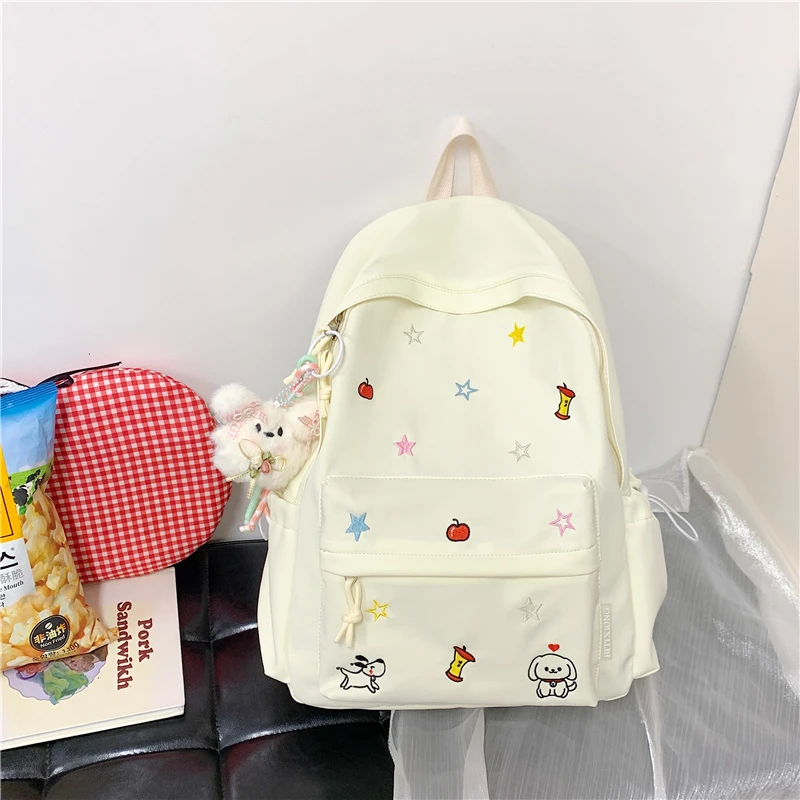 Nylon Embroidery Large Capacity Backpacks 2026 Simple Versatile Bags Student Commuting Versatile Fashion Backpacks Mochila