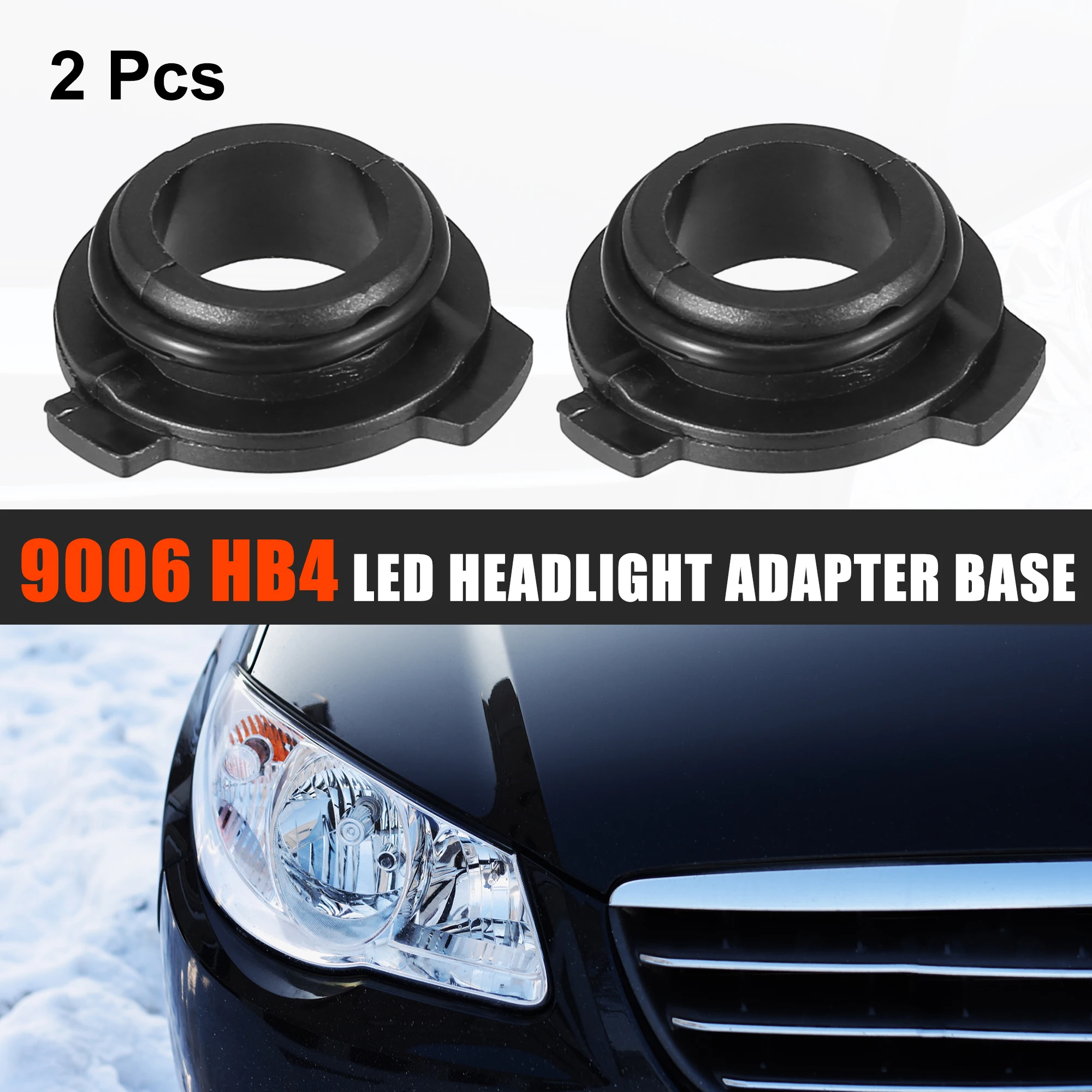 X Autohaux 2pcs 9006 HB4 LED Headlight Adapter Base Bulb Sockets Retainer Holder Universal for Car Black