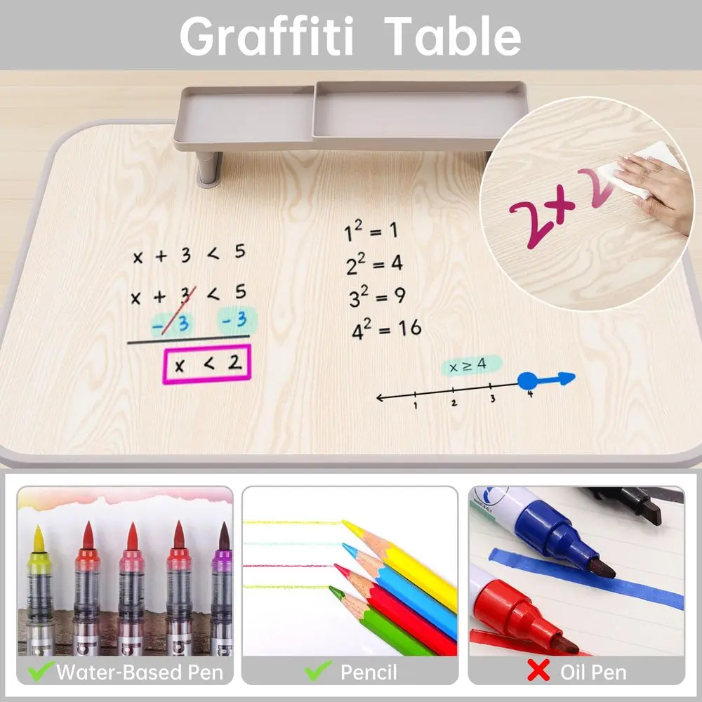 

Регулируемый по высоте комплект стола и стула для детей 3-12 лет, стол для рисования с боковой полкой для книг, художественный стол для детей