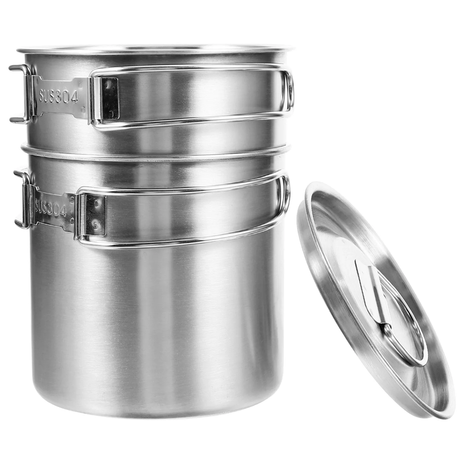 

1Set Outdoor Water Cup Stainless Steel Coffee Mug Portable Camping Cup with Lid Handle Foldable for Hiking Outdoor