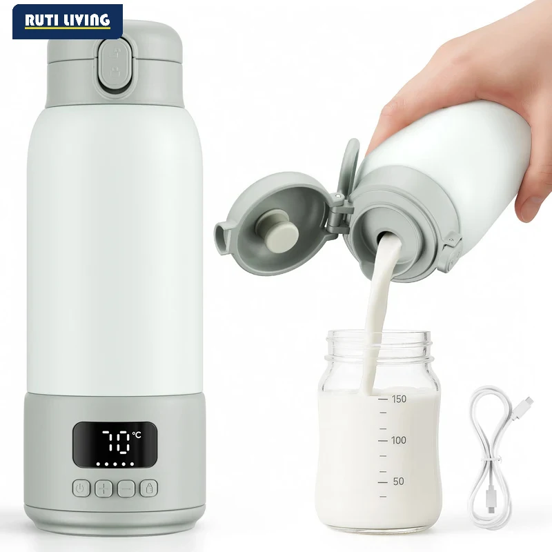 Portable Digital Display Baby Bottle Warmer USB Car Travel Nursing Milk Heater Outdoor Universal Temperature Control Accessorie