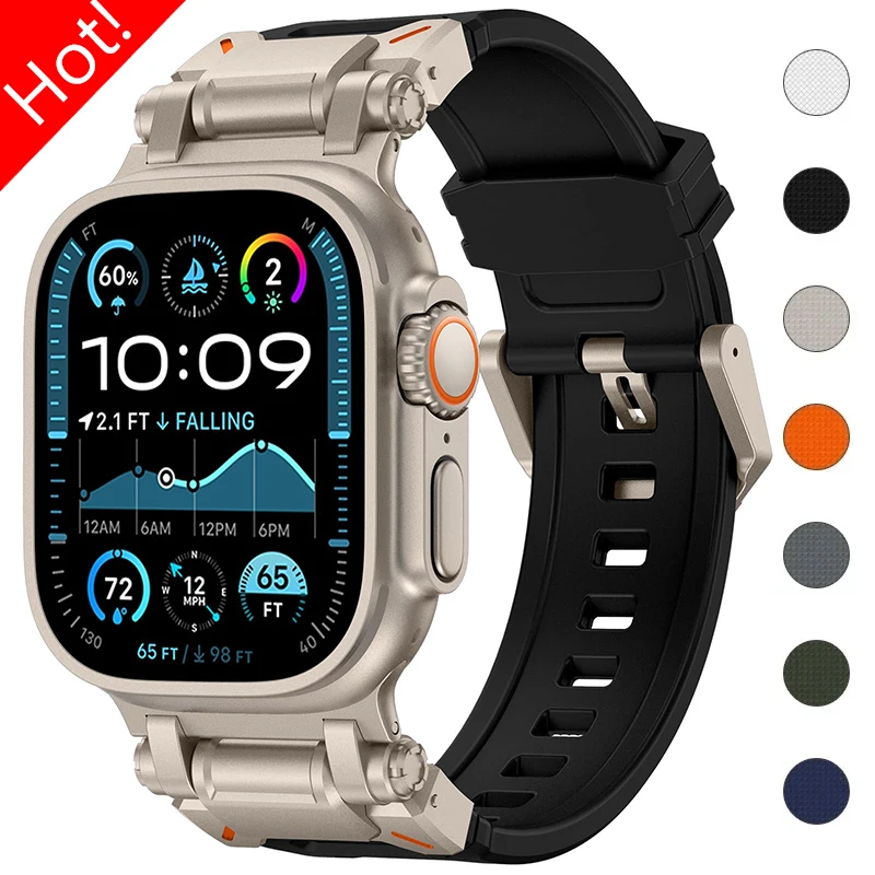 حزام سيليكون فاخر لساعة أبل الترا 3/2/1 49 مللي متر 46 مللي متر 45 مللي متر 44 مللي متر 42 مللي متر الفرقة لسلسلة IWatch 11 10 9 8 7 SE3 6 5 4 سوار