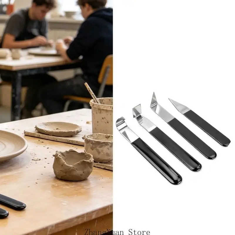 Ton-Schnitzwerkzeug-Set mit glattem Metall für detaillierte Bastelarbeiten, Projekttrimmen, 3 x – Detail 10