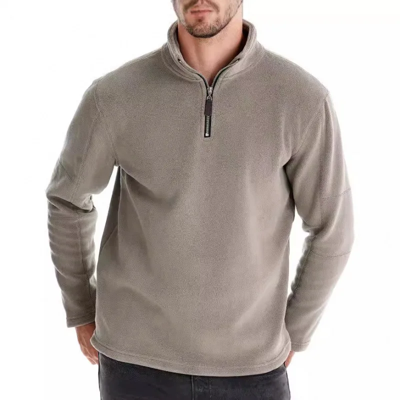 

Men's New Sweatshirt Stand Collar Half Zip Long Sleeve Sweat shirt Trend Casual Solid Color Men's Fleece Top
