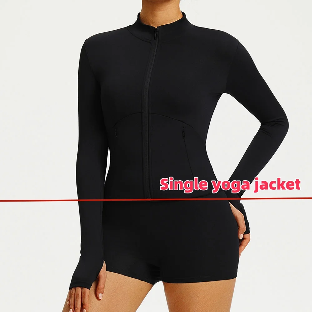 

Женская куртка на молнии для отдыха на открытом воздухе, футболка с длинными рукавами для спортзала, топ, рубашка для йоги с эффектом пуш-ап, спортивное пальто для фитнеса, бега, тренировок