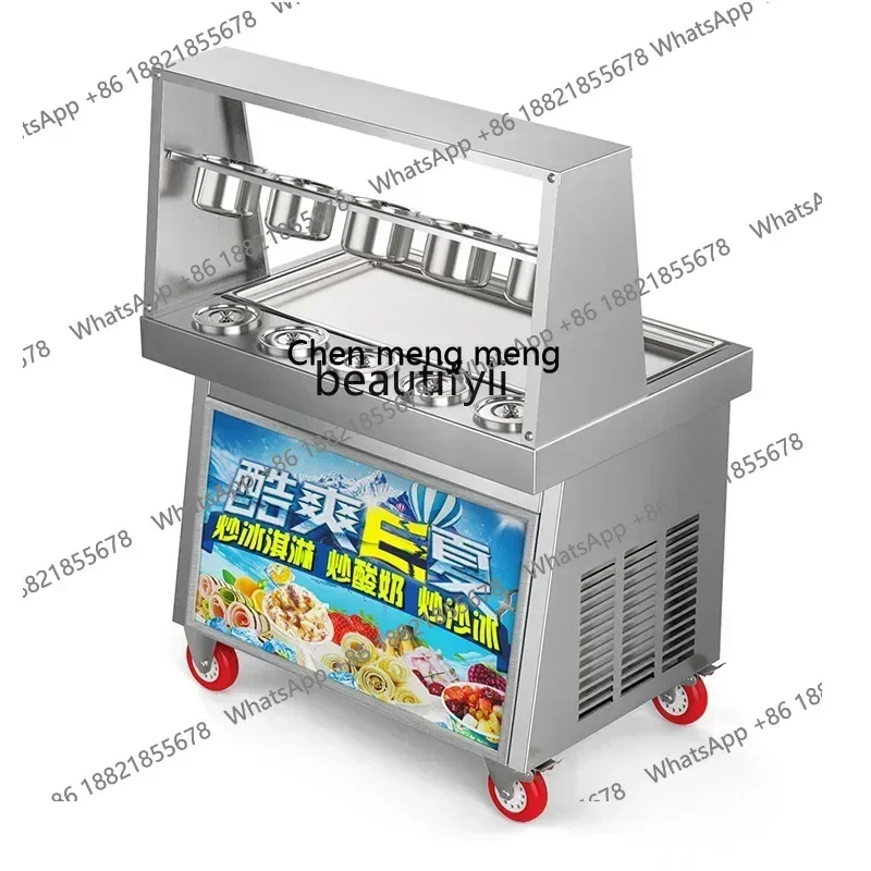 เครื่องทำโยเกิร์ตทอด FF YH เครื่องทำไอศกรีมทอดเชิงพาณิชย์ เครื่องทำไอศกรีมทอดอัตโนมัติแบบไทย ไอศกรีมม้วนทอด