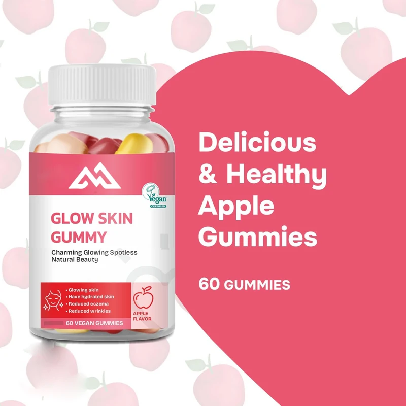 

Vitamin gummies,60 capsules,apple flavored,vegetarian,gelatin free, gluten free, nut free, glowing and moisturizing for the skin