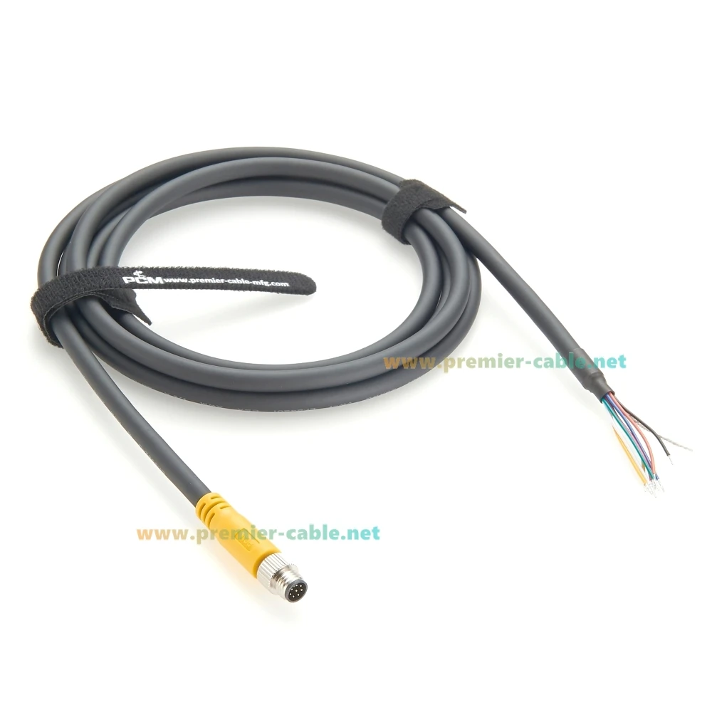 

M8 A Code 8Pin to Flying Lead GPIO Power I/O Trigger Cable High Flex Industrial Camera Copmatible GPIO-M8-5M-A Machine Vision