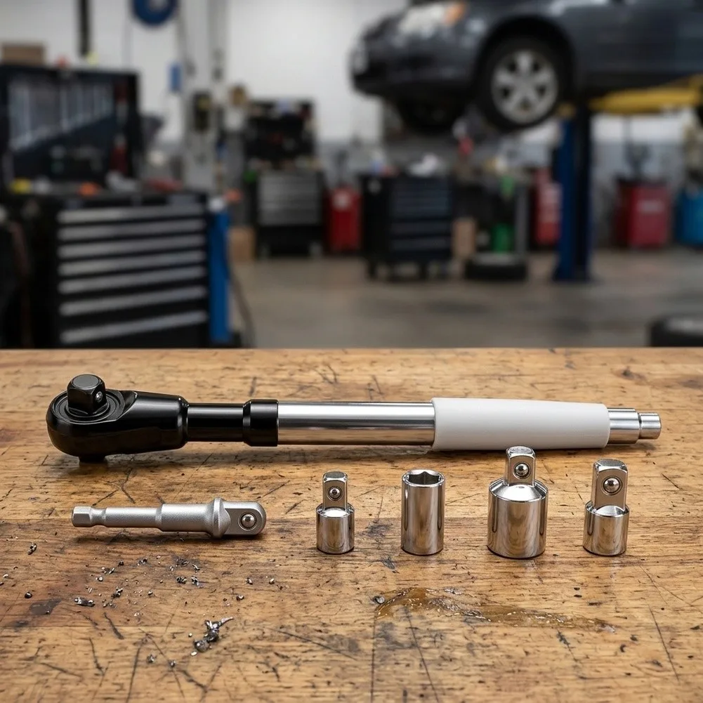 1/2 inch Wrench Extender Tool for Tight Spaces Narrow Neck 1.57 inch Width 16.93 inch Length Chrome Steel Durability