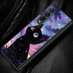 Van Gogh Art Cute Kitty Cases for Samsung Galaxy Z Fold6 Z Fold3 ZFold4 Z Fold5 5G Z Fold4 5G Coque Bumper Shockproof Cover