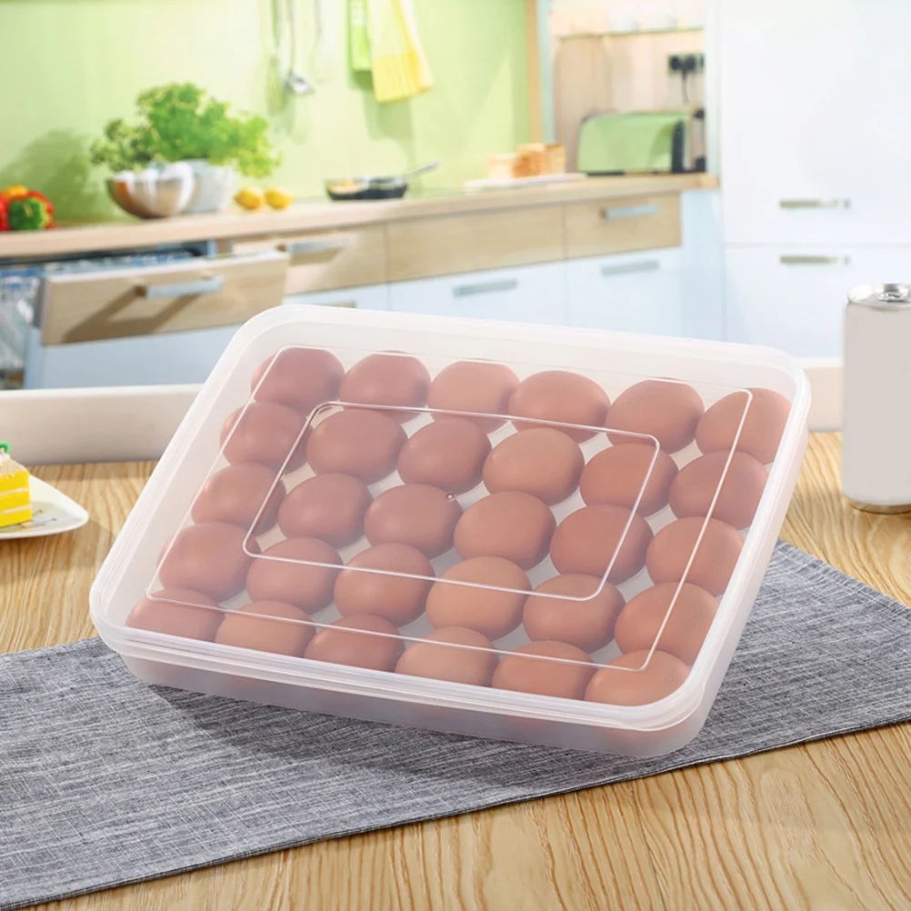 

2Pcs Chicken Egg Holder Food Safe Plastic Clear Lid Stackable Refrigerator Egg Storage Box Freezer Organizer Compact Slim Design