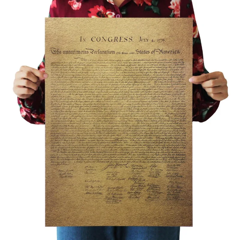 1sheets American Declaration of Independence Vintage Kraft Paper Poster Indoor Cafe Decoration 360x515mm