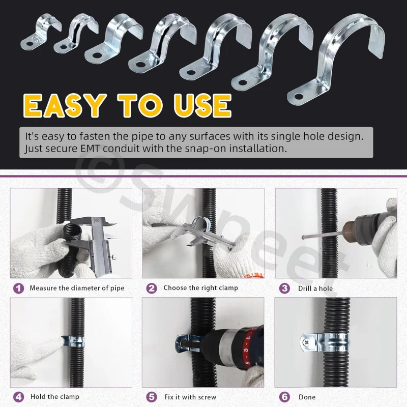 30 قطعة 3/4 (20 مللي متر) طقم حزام أنبوب EMT مطلي بالزنك بفتحة واحدة، مشبك أنبوبي على شكل حرف U 1 #5