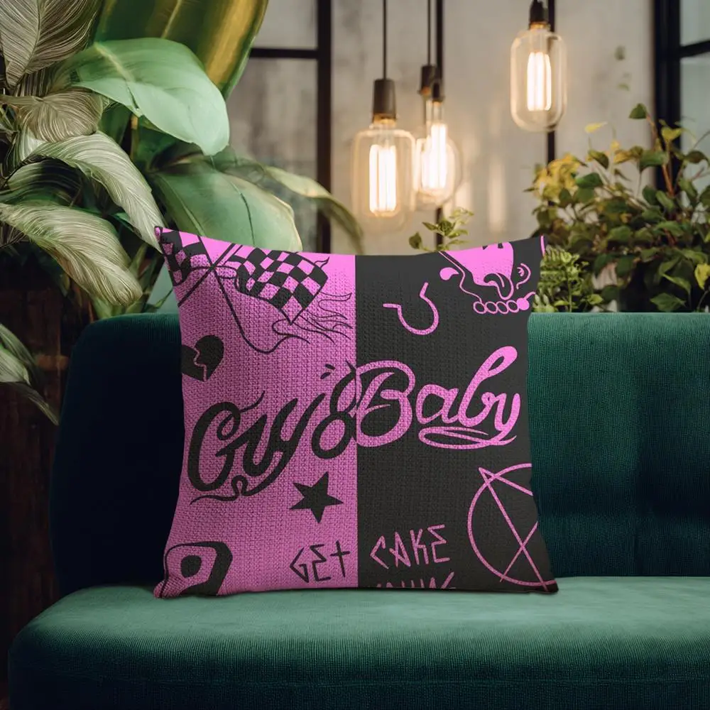 L-Lil Peep H-Hell Boy كيس وسادة كتان طبيعي نسيج عضوي طباعة على الوجهين قابلة للتنفس مثالية للديكور المنزلي