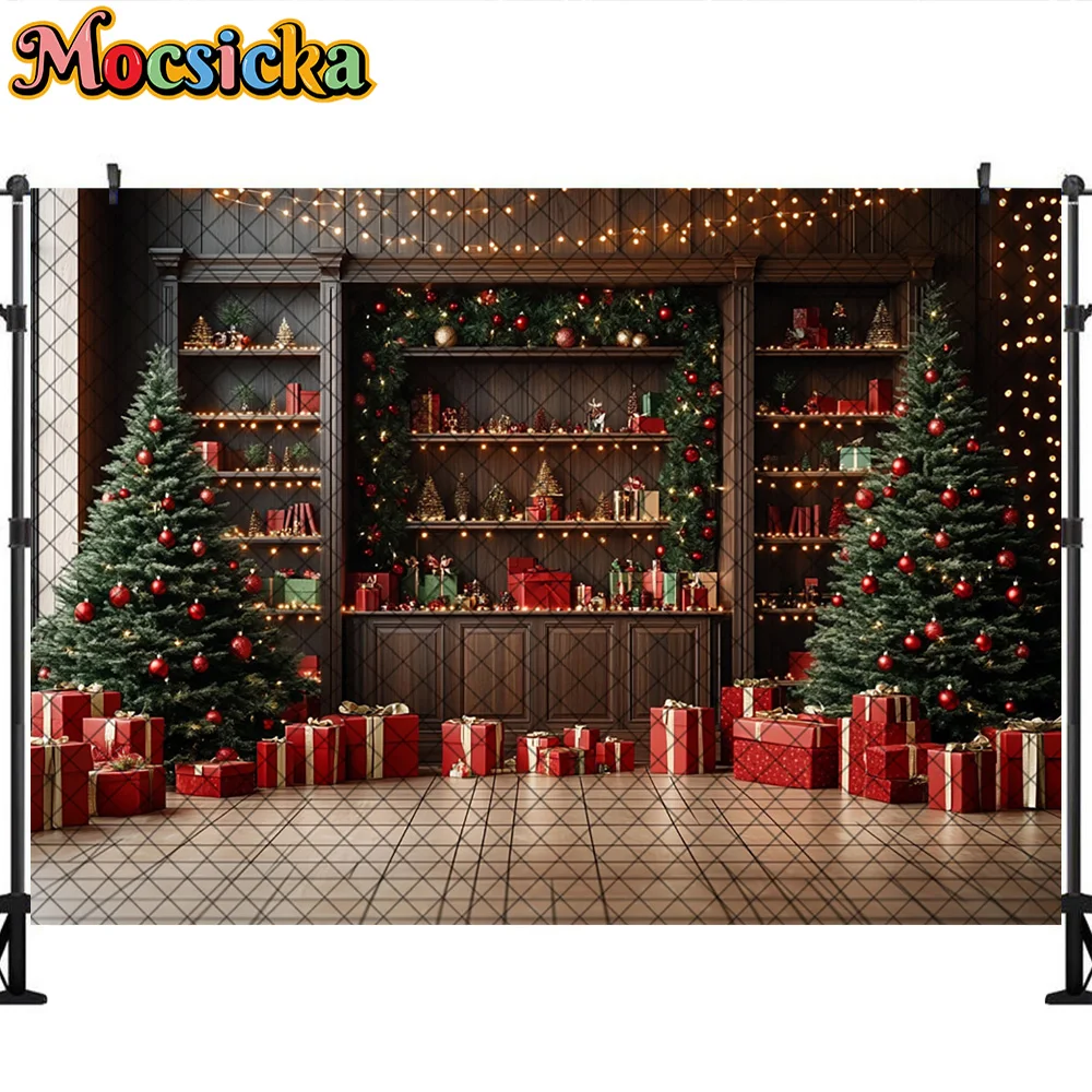 Mocsicka خلفيات للتصوير الفوتوغرافي هدية عيد الميلاد غرفة شجرة عيد الميلاد ديكورا عطلة الأسرة صورة خلفيات الصور للصور
