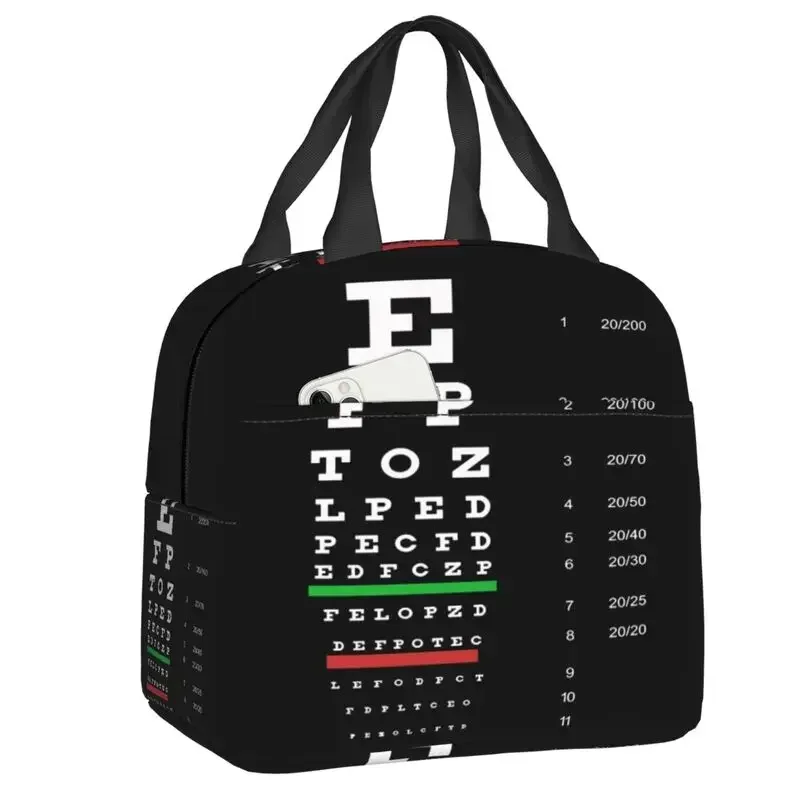 

Snellen Eye Chart Insulated Lunch Box for Women Warm Cooler Thermal Lunch Bag Kids School Children Picnic Food Container Tote