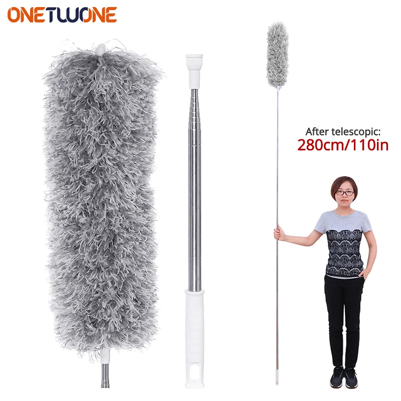 Duster 0.8m-2.8m Retractable Pole Easy Cleaning Brush  Arbitrarily Bent Duster Household Cleaning Tools