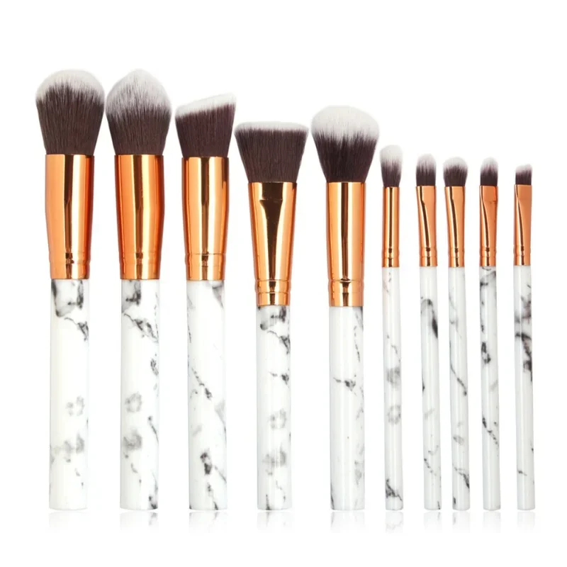 10Pcs/Set Makeup Brushes Set,Marbling Lines Professtional Eyeshadow Lip Eyebrow Powder Foundation Make up Brush Kit