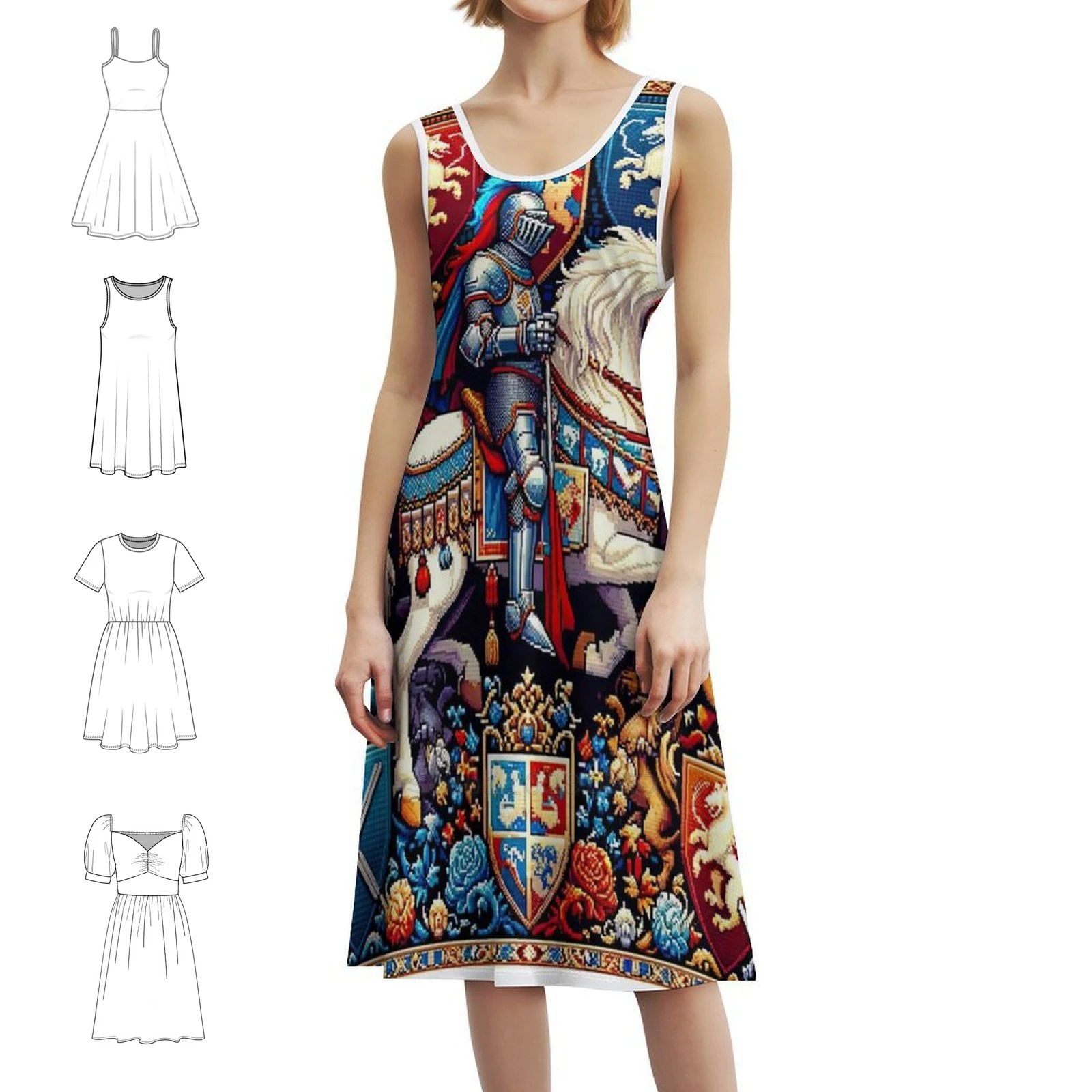 تصميمات مملكة الفارس بدون خياطة وفستان حفلات نسائي ملابس الشارع الشهير ملابس نادي مطبوعة عصرية لتصميم مزخرف للسيدات #1